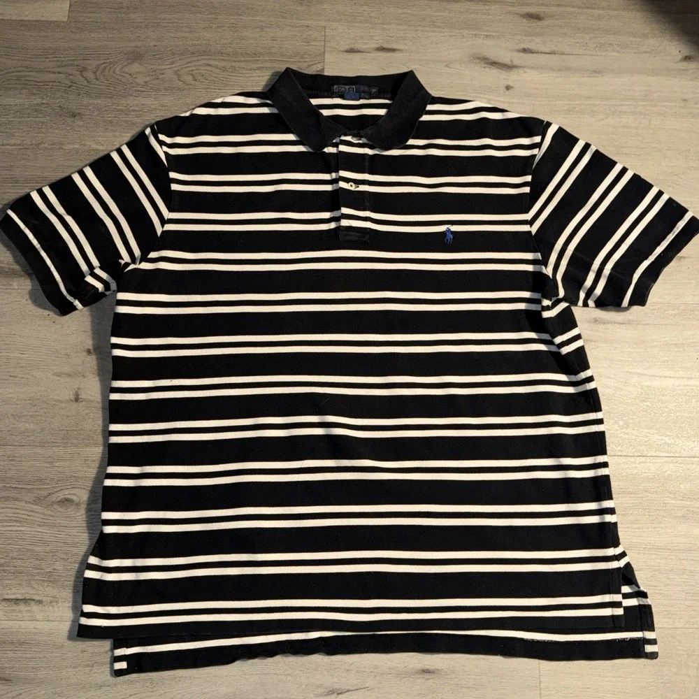 Polo Ralph Lauren Striped Polo Shirt‎ 2XLT Big Tall Navy White Classic Preppy